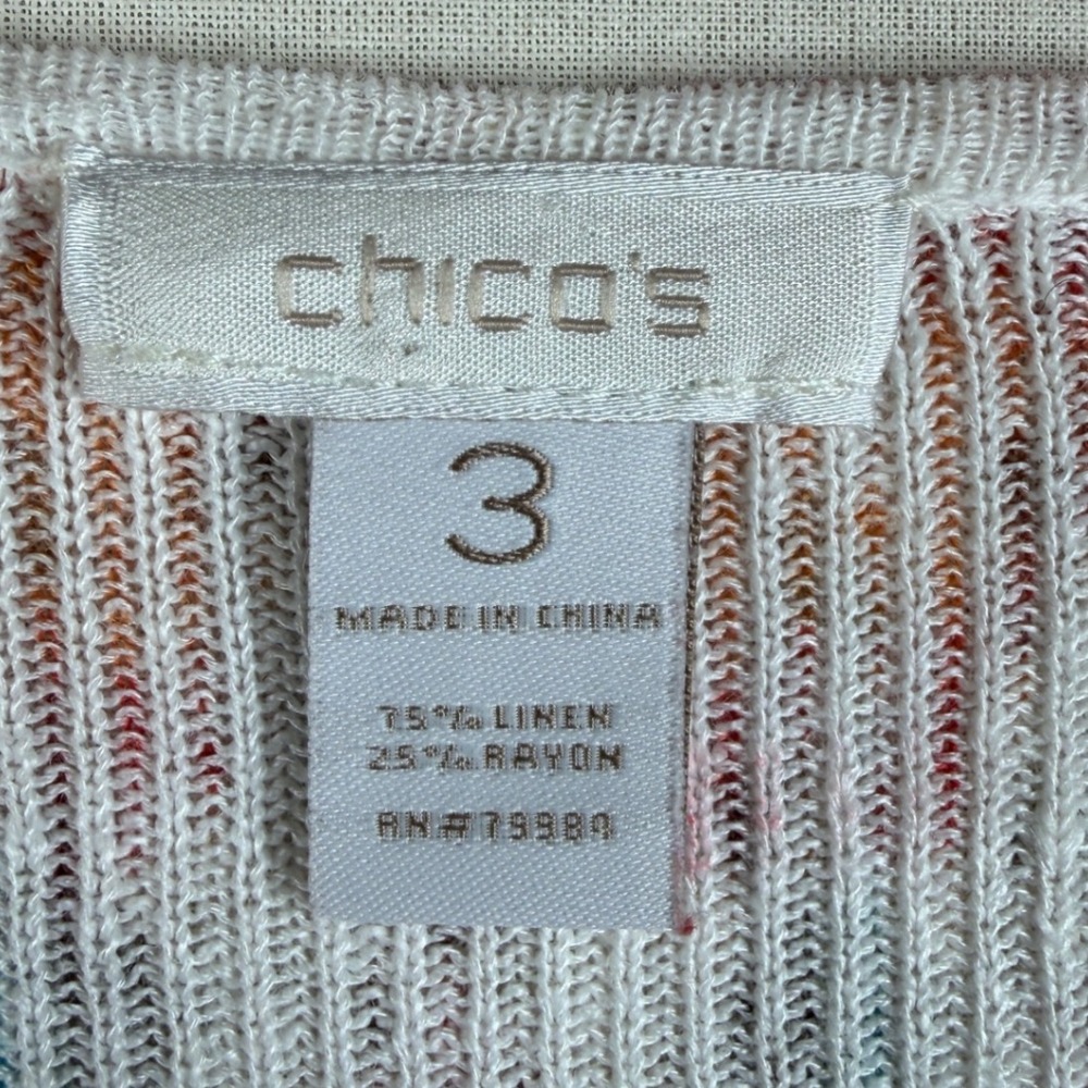 Chicos Jackpot Aztec Print Linen Duster Cardigan size 3 (XL) Red/Brown/Orange - Picture 2 of 6